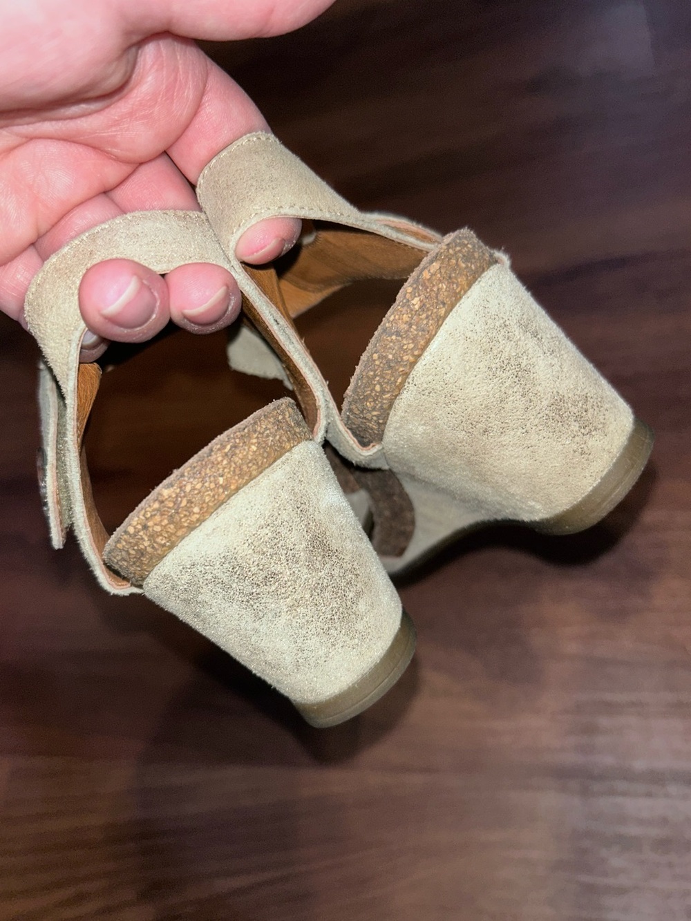Taos Festival 4048 Metallic Shimmery Gold Wedge Velcro Leather Suede Sandals 37 - Picture 10 of 11